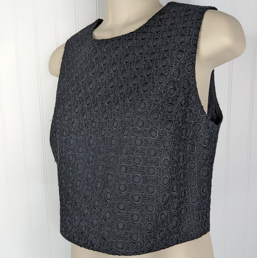 THEORY Yuranda Black Eyelet Tank Sz S - Picture 3 of 11